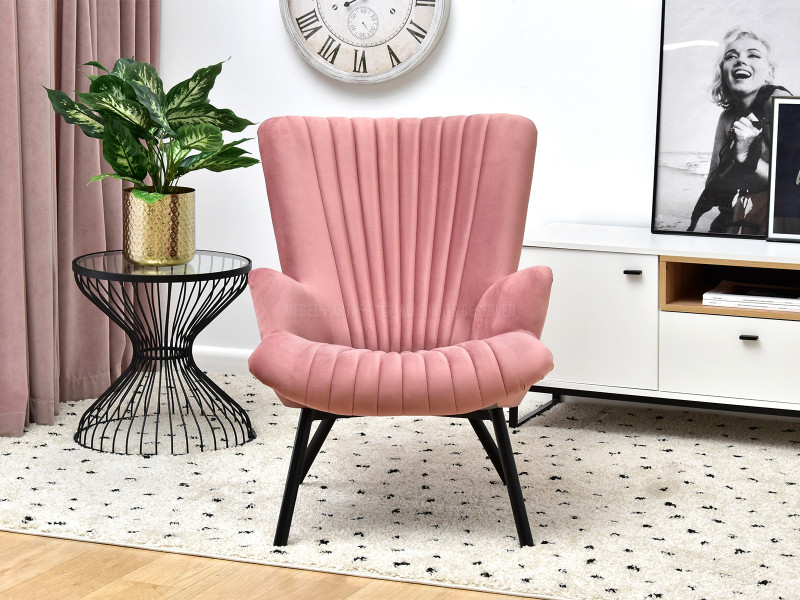 Fotel Lanza Szary Welur, Podstawa Czarny