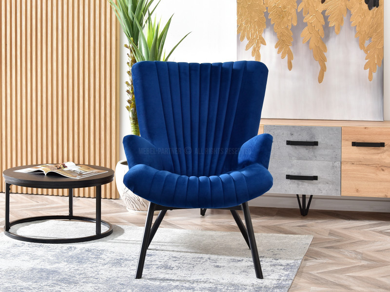 Fotel Lanza Szary Welur, Podstawa Czarny