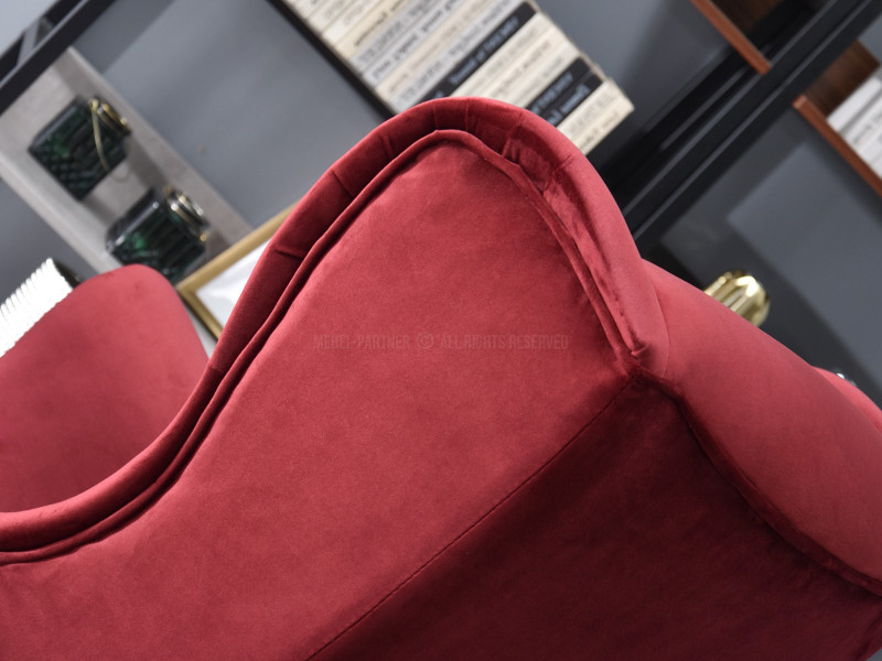 Fotel Malmo Żurawina Tkanina, Podstawa Orzech