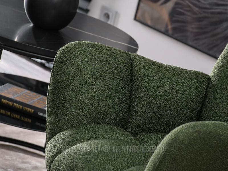 Zielony Obrotowy Fotel Kira Do Salonu W Stylu Nowoczesnym