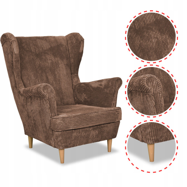 Fotel uszak Bonito beżowy sztruks Family Meble