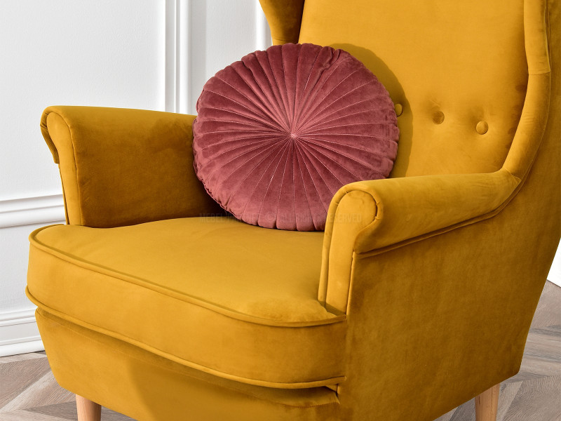 Fotel Malmo Żurawina Tkanina, Podstawa Orzech