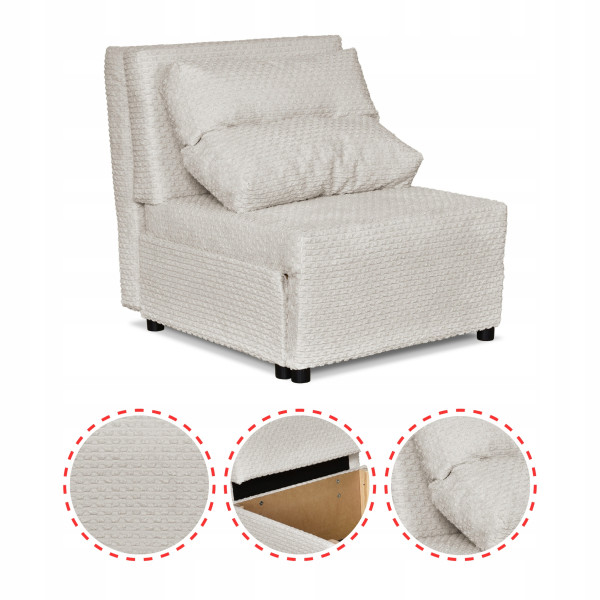 Fotel rozkładany funkcja spania KIMO pojemnik pościel Family Meble czarny