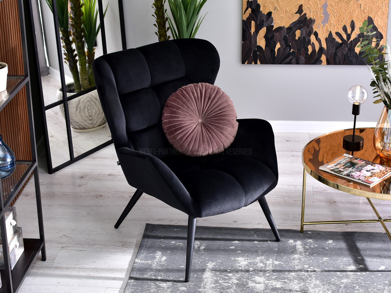 Fotel Kikori Szary Welur, Podstawa Czarny