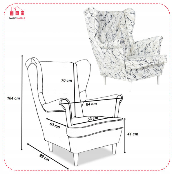 Fotel uszak skandynawski Ari Print Family Meble
