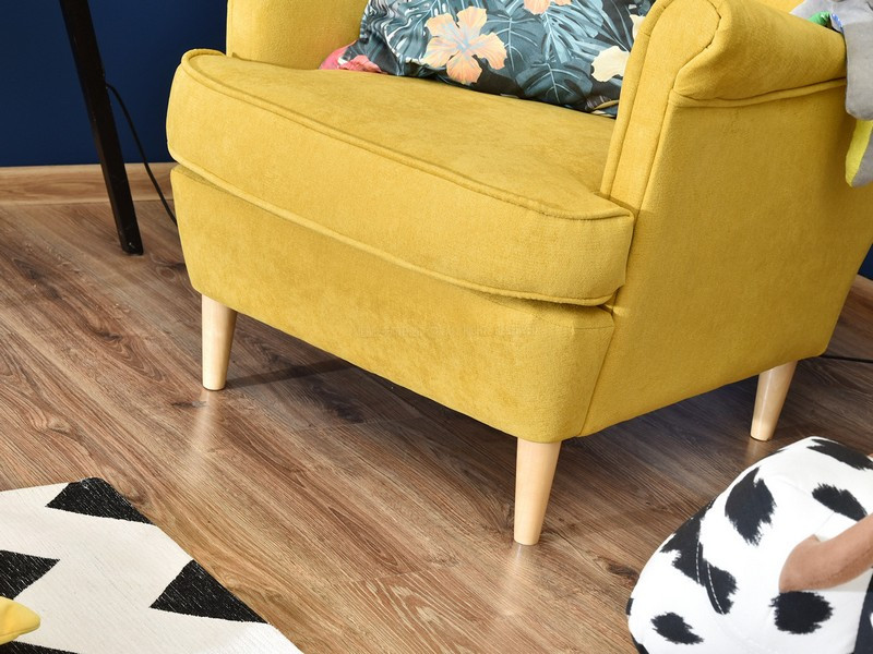 Fotel Malmo Żurawina Tkanina, Podstawa Orzech