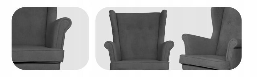 Fotel uszak skandynawski welur Hunter Family Meble błękitny