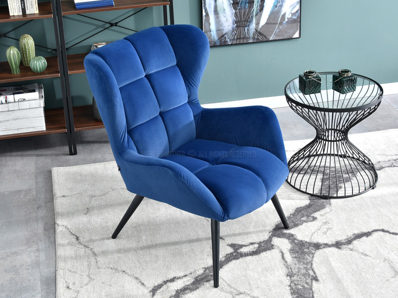 Fotel Kikori Szary Welur, Podstawa Czarny