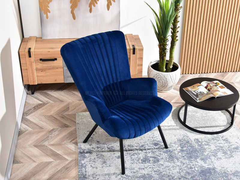 Fotel Lanza Szary Welur, Podstawa Czarny