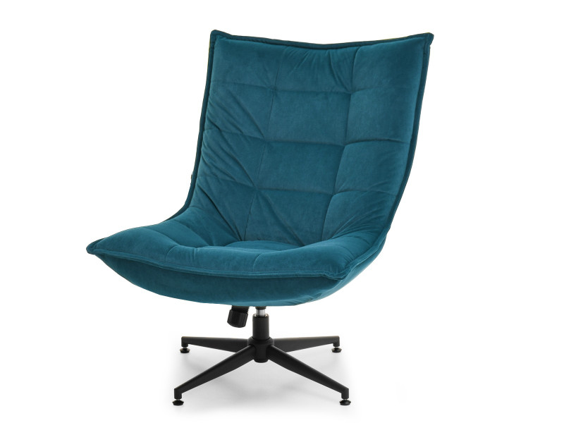 Turkusowy Welurowy Fotel Obrotowy Do Salonu