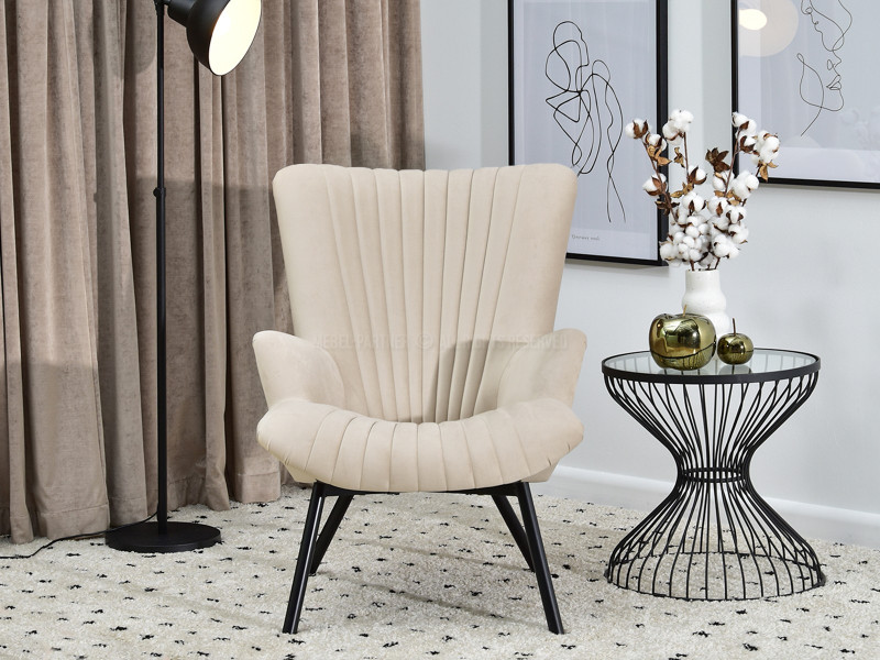 Fotel Lanza Szary Welur, Podstawa Czarny