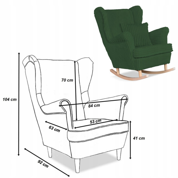 Fotel uszak Rene bujany skandynawski Family Meble sztruks czarny TOP