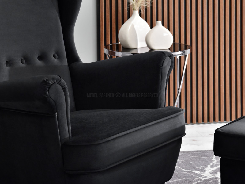 Fotel Malmo Żurawina Tkanina, Podstawa Orzech