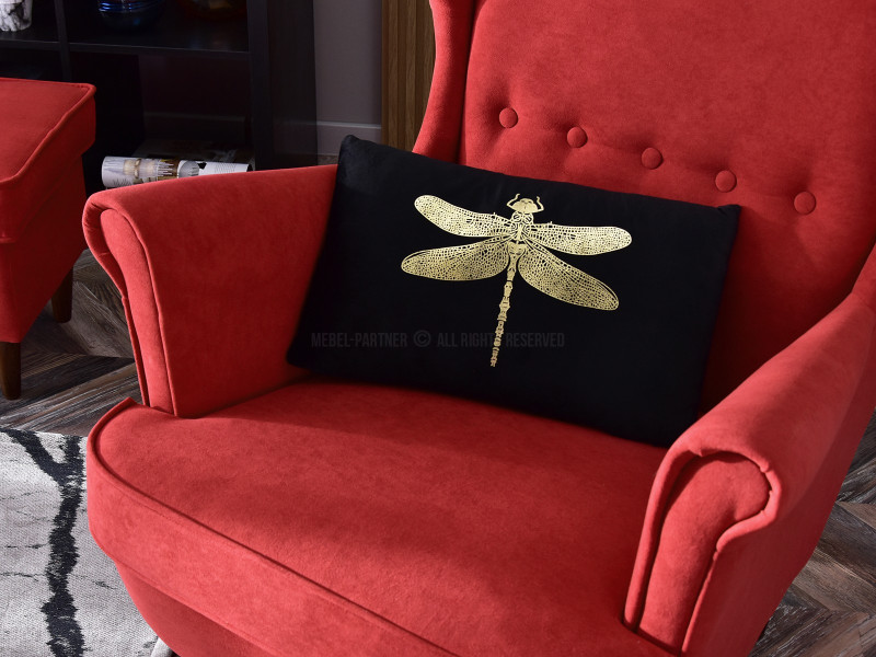 Fotel Malmo Żurawina Tkanina, Podstawa Orzech