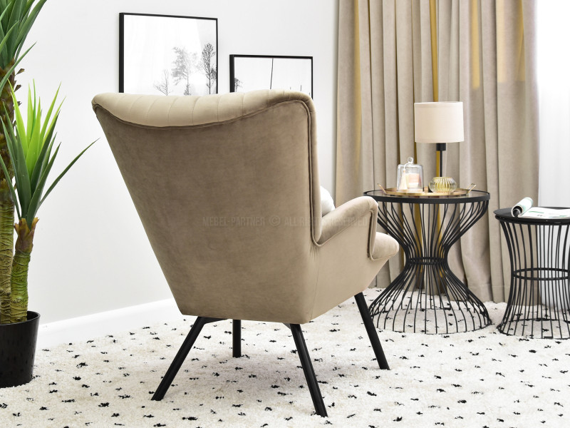 Fotel Lanza Szary Welur, Podstawa Czarny