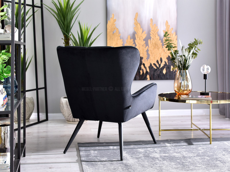 Fotel Kikori Szary Welur, Podstawa Czarny