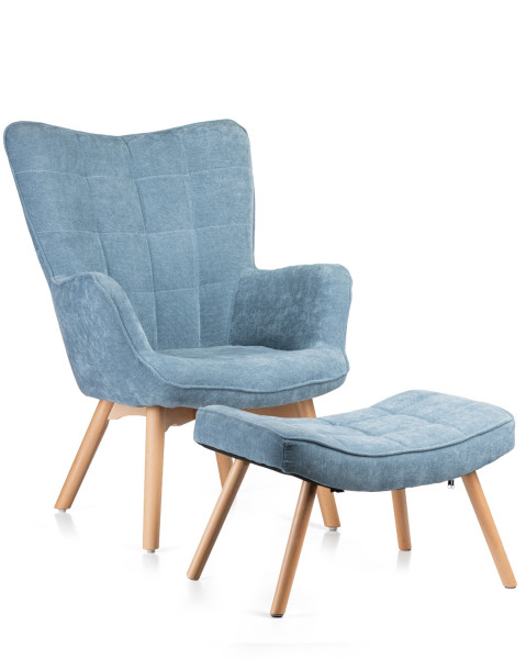 Uszak Fotel z podnóżkiem Grella Żółty 79x70x97 cm wypoczynkowy do salonu