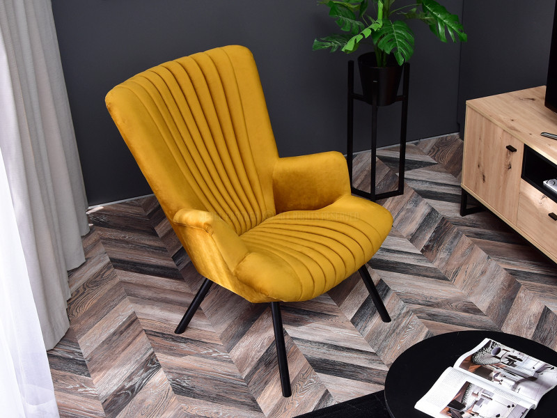 Fotel Lanza Szary Welur, Podstawa Czarny