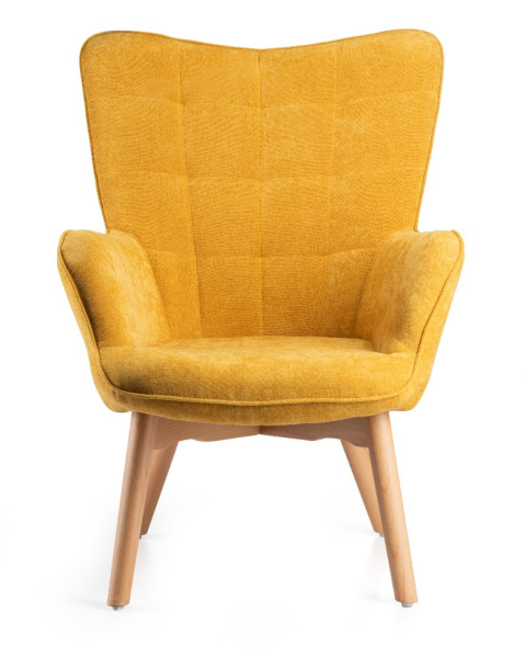 Uszak Fotel z podnóżkiem Grella Żółty 79x70x97 cm wypoczynkowy do salonu