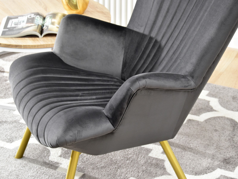Fotel Lanza Szary Welur, Podstawa Czarny