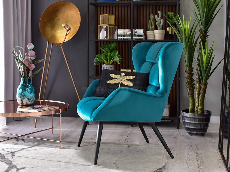 Fotel Kikori Szary Welur, Podstawa Czarny