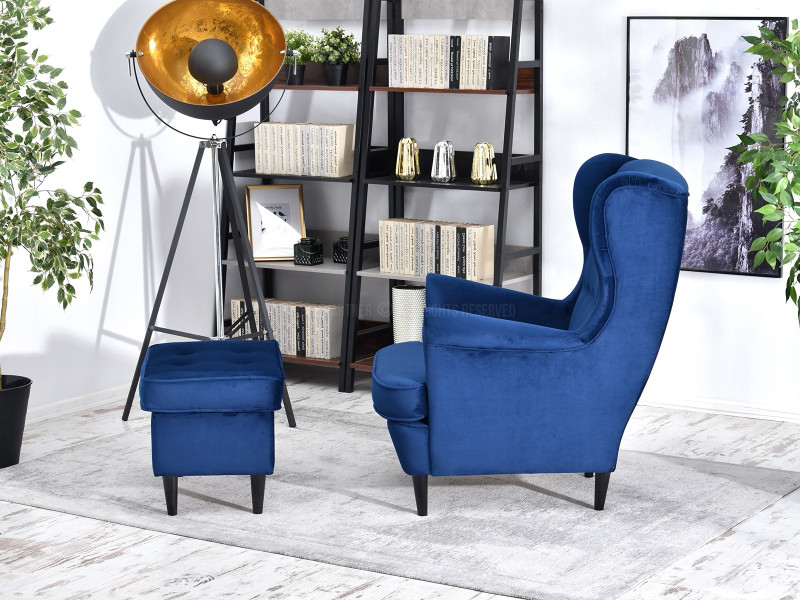 Fotel Malmo Żurawina Tkanina, Podstawa Orzech