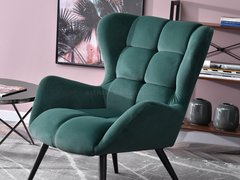 Fotel Kikori Szary Welur, Podstawa Czarny