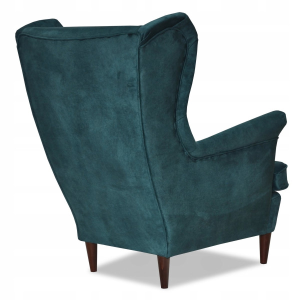 Fotel Uszak liliowy jasny róż aksamit urodziny