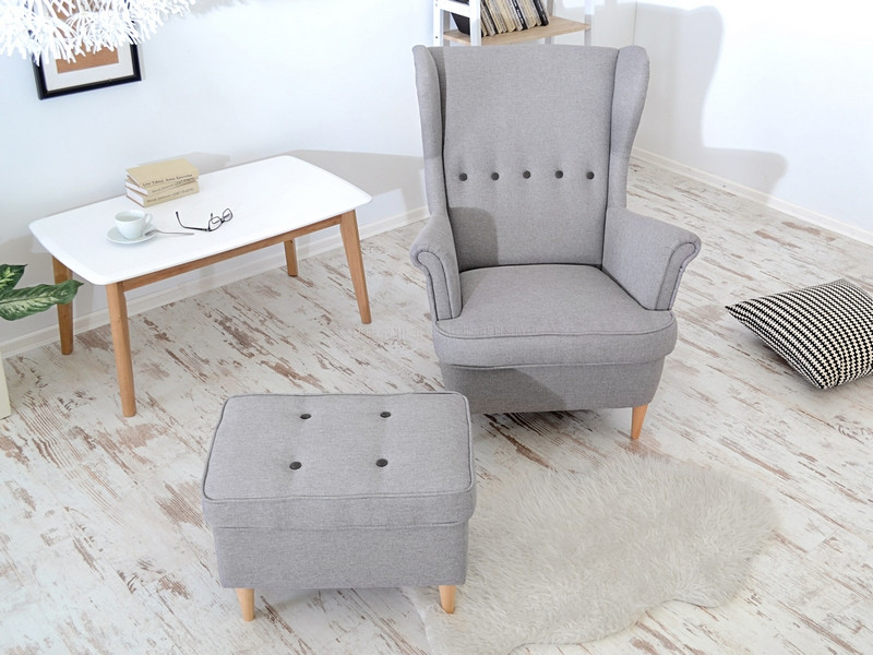 Fotel Malmo Żurawina Tkanina, Podstawa Orzech