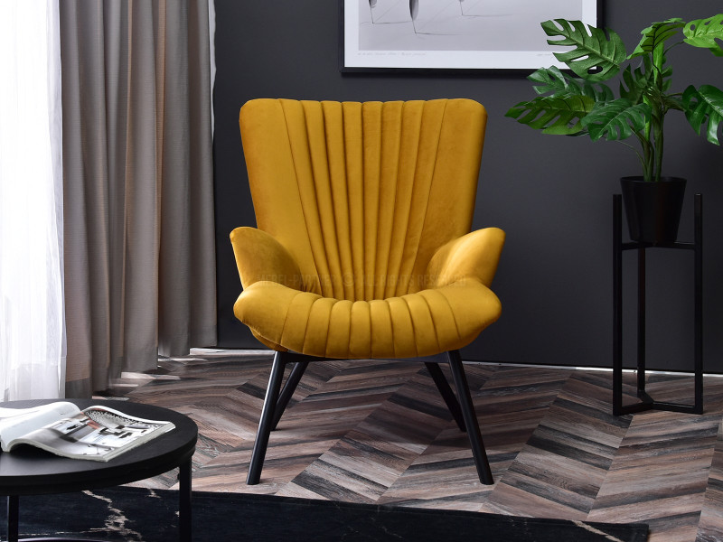 Fotel Lanza Szary Welur, Podstawa Czarny