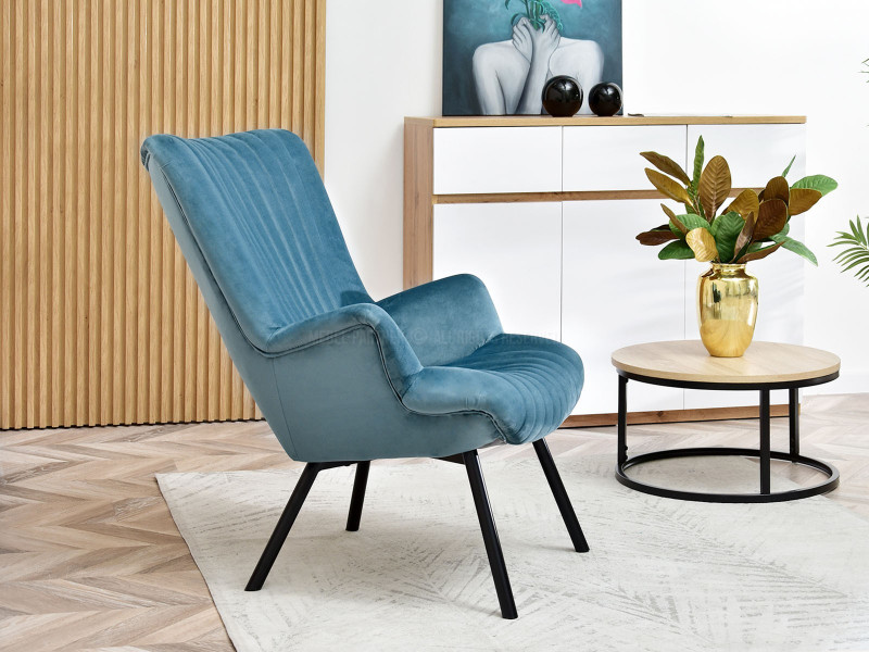 Fotel Lanza Szary Welur, Podstawa Czarny