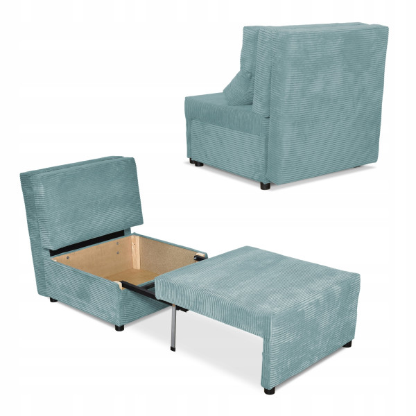 Fotel rozkładany funkcja spania KIMO pojemnik pościel Family Meble czarny