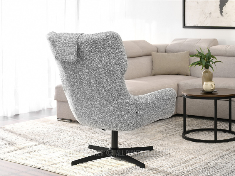 Szary Obrotowy Fotel Irving - Nowocześnie Do Salonu