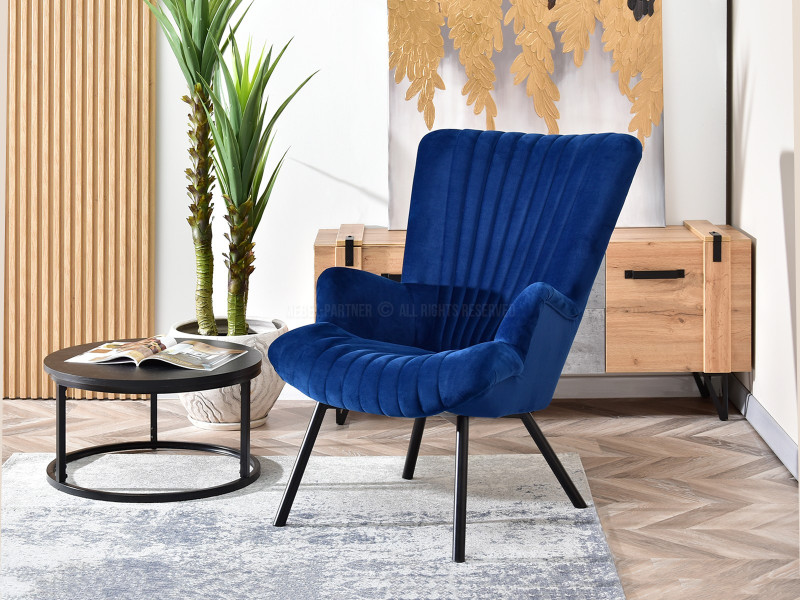 Fotel Lanza Szary Welur, Podstawa Czarny