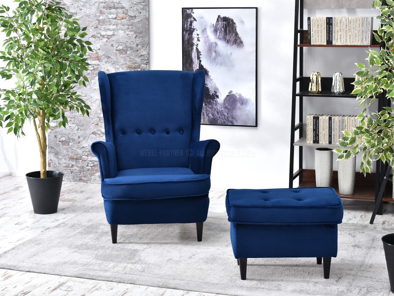 Fotel Malmo Żurawina Tkanina, Podstawa Orzech