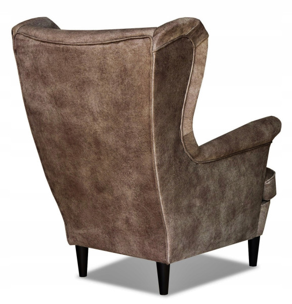 Fotel Uszak liliowy jasny róż aksamit urodziny