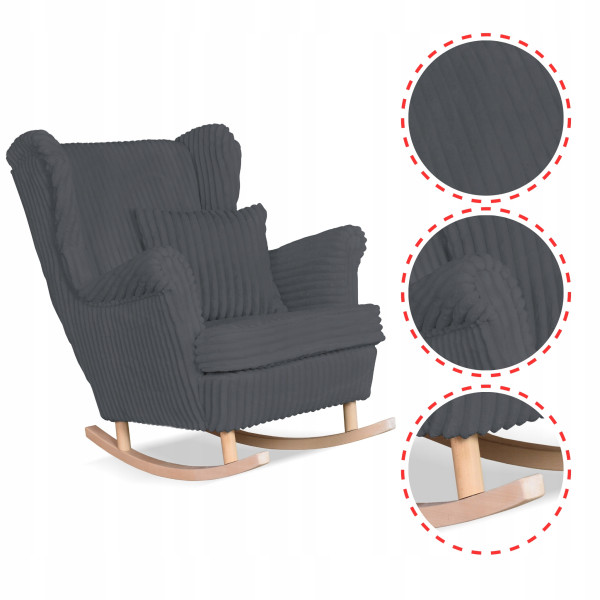 Fotel uszak Rene bujany skandynawski Family Meble sztruks czarny TOP