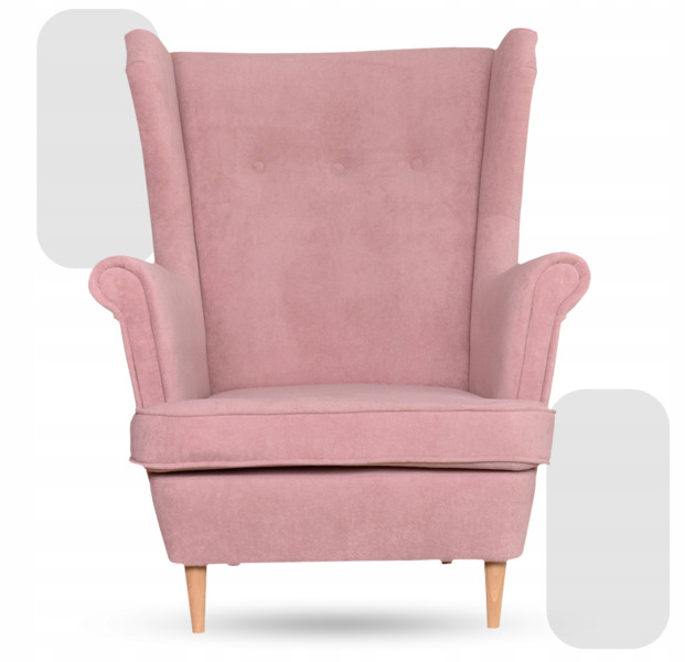 Fotel uszak skandynawski welur Hunter Family Meble błękitny