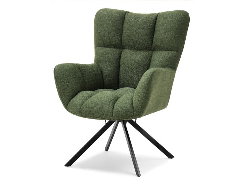 Zielony Obrotowy Fotel Kira Do Salonu W Stylu Nowoczesnym