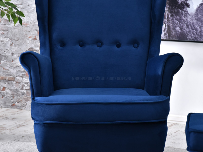 Fotel Malmo Żurawina Tkanina, Podstawa Orzech