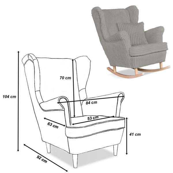 Fotel uszak Rene bujany skandynawski Family Meble sztruks czarny TOP
