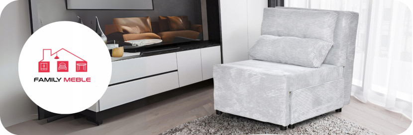 Fotel rozkładany funkcja spania KIMO pojemnik pościel Family Meble czarny