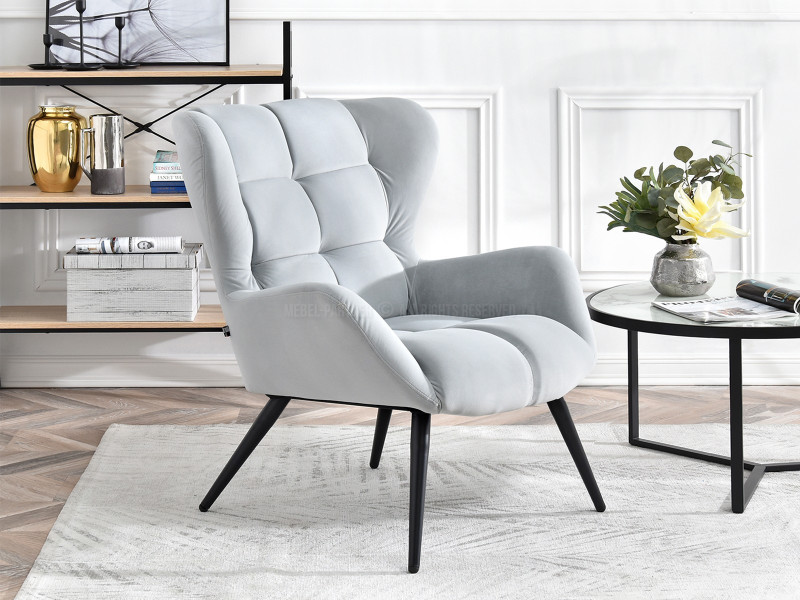 Fotel Kikori Szary Welur, Podstawa Czarny