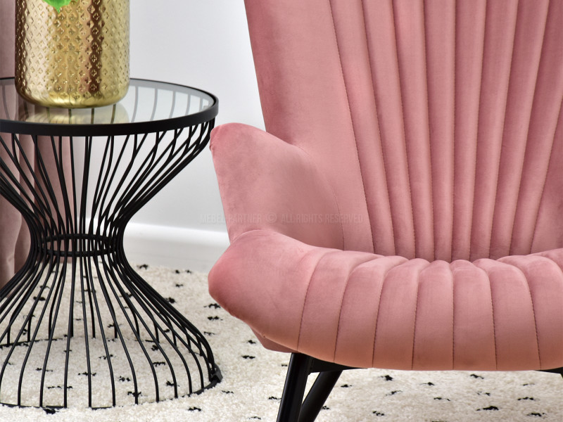 Fotel Lanza Szary Welur, Podstawa Czarny