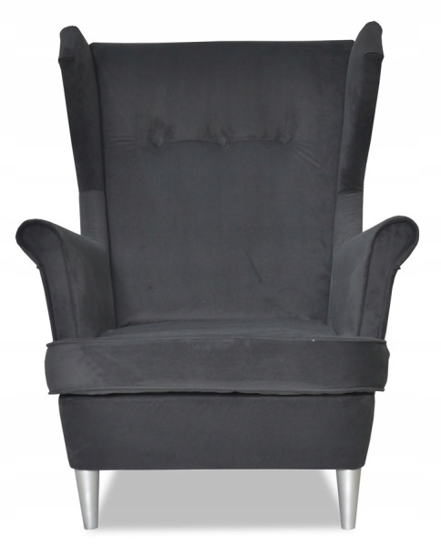 Fotel Uszak liliowy jasny róż aksamit urodziny