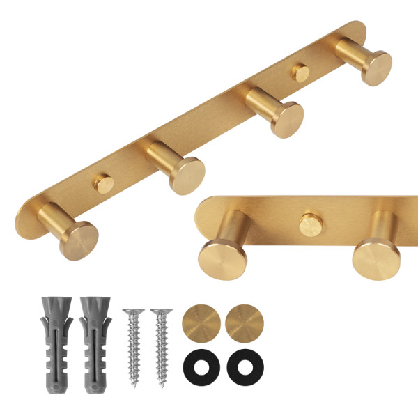 Wieszak na ubrania ścienny metalowy złoty do przedpokoju łazienki kuchni