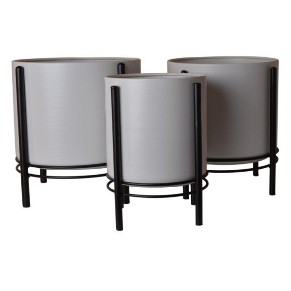 Kwietnik 3 szt. metalowy na czarnym stojaku