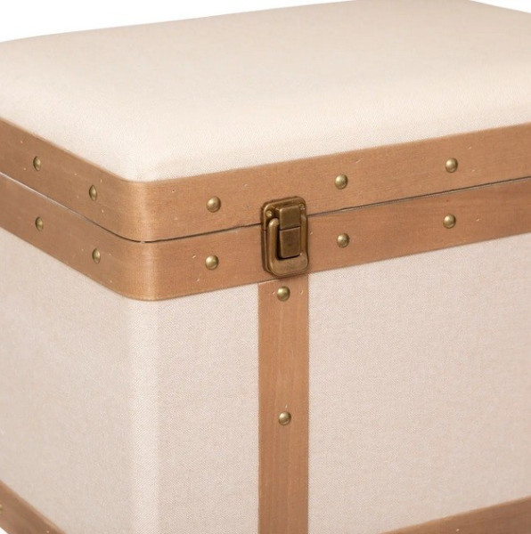 Skrzynia 3 szt. lniana z drewnem Harry