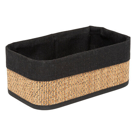 Zestaw 3 KOSZE do przechowywania Z BAMBUSA I TKANINY czarnej