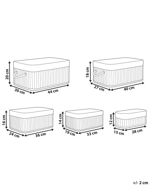 Zestaw 5 koszyków do łazienki bambusowe szare